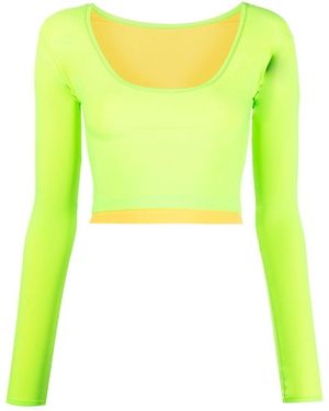 Sunnei Layered Long-sleeved Crop Top - Green