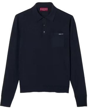 Gucci Polo de manga larga con logo - Azul