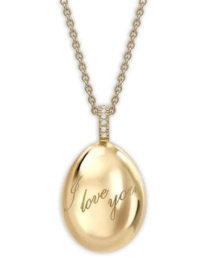 Faberge 18K I Love You Egg Diamond Pendant - Metallic