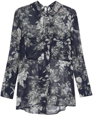 Semicouture フローラル シフォンシャツ - グレー