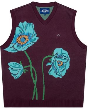 AWAKE NY Floral-Intarsia Jumper Vest - Purple