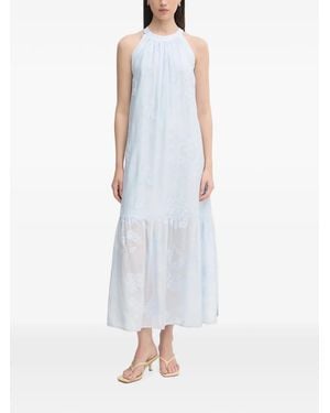 GAUDI Floral-Embroidered Halterneck Maxi Dress - White