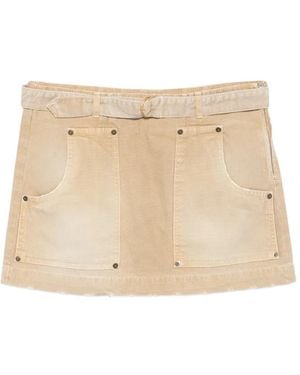 Semicouture Belted Mini Skirt - Natural