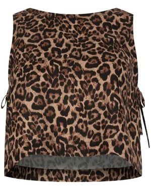 Paramidonna Leopard-Print Side-Tie Beach Top - Brown