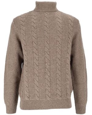 Barbour Rollkragenpullover Mit Zopfmuster - Braun