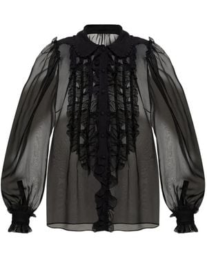 Dolce & Gabbana Ruffled Sheer Blouse - Black
