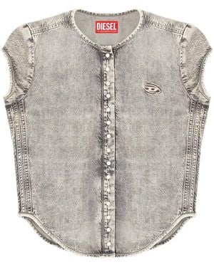 DIESEL De-Roset-S Buttoned Denim Shirt - Gray