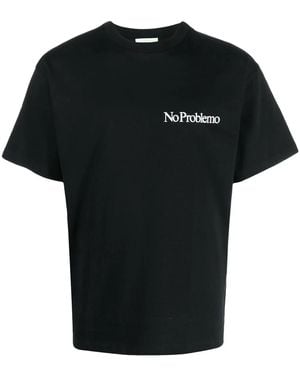 Aries No Problemo Print Cotton T-Shirt - Black