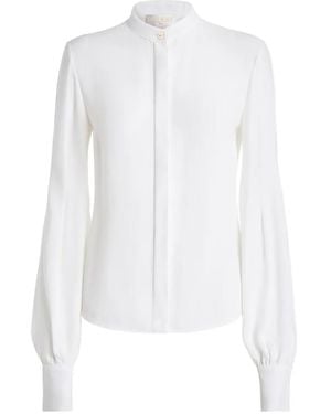 Genny Mandarin-Collar Long-Sleeve Shirt - White