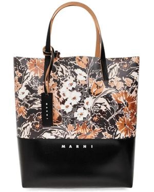 Marni Floral-Print Tote Bag - Nero