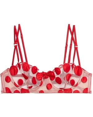 Fleur du Mal Sujetador Balconette Con Estampado De Lunares - Rojo