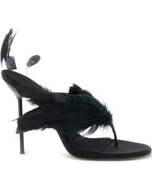 Paris Texas "Lidia" Feather Thong Mule T. 105 - Black