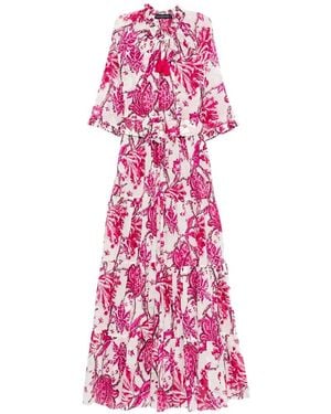 Samantha Sung Eva Floral-Print Tiered Maxi Dress - Pink
