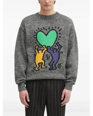 Wacko Maria Heart-motif Wool Sweater - グレー