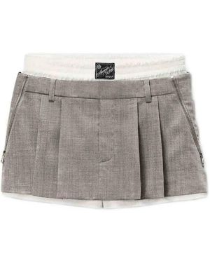Alexander Wang Pleated Layered-Waistband Mini Skirt - Grey