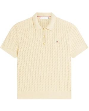 Tommy Hilfiger Cable-Knit Polo Shirt - Natural