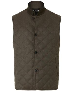 ZEGNA Dark Trofeo 15Milmil15 Wool Vest - Green