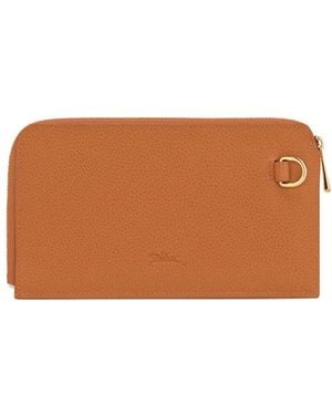 Longchamp Le Foulonné Clutch Mit Reißverschluss - Braun
