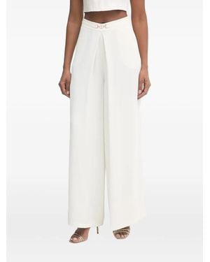Fracomina Logo-Plaque Palazzo Trousers - White