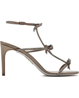 Rene Caovilla 80Mm Caterina Crystal-Embellished Bow Sandals - Metallic