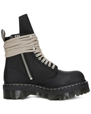 Rick Owens X Dr. Martens Quad Sole Steel-Toe Combat Boots - Black