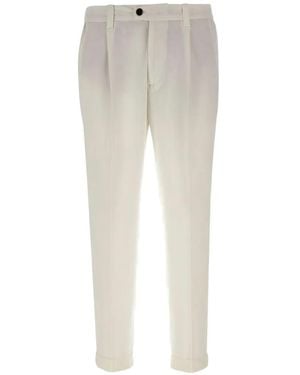Devore Pleated Cuff Pants - White