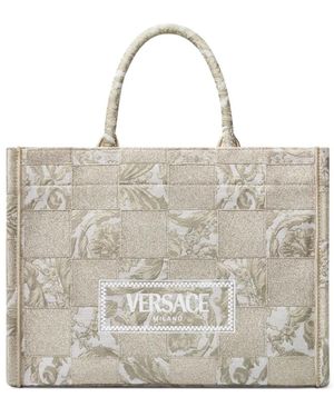 Versace Athena Barocco-Jacquard Tote Bag - Grey