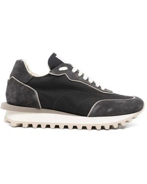 Eleventy Paneled Ridged-Sole Sneakers - White