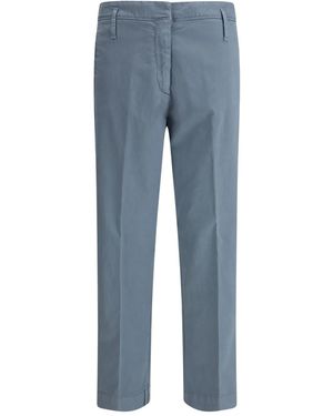 Cruna Button-Fly Cotton Trousers - Blue