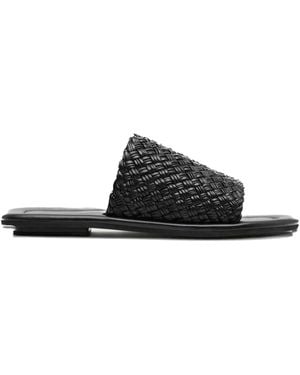 St. Agni Leren Slippers - Zwart