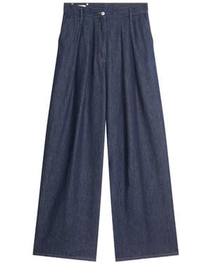 Dries Van Noten Vaqueros Anchos Con Pinzas - Azul