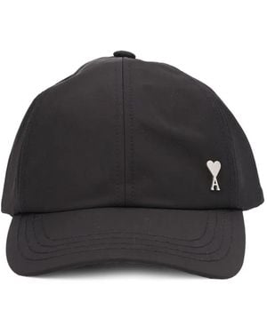 Ami Paris Cotton Ami De Coeur Stud Cap - Black