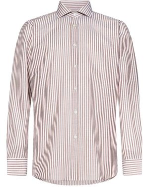 Franzese Collection David Beckham Striped Spread-Collar Shirt - Pink