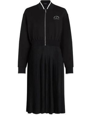 KARL LAGERFELD Vestido Midi Con Cremallera Y Pliegues - Negro