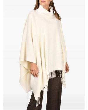 Gran Sasso Fringed Roll-neck Poncho - ナチュラル