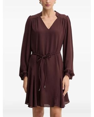 Guess V-Neck Flounced Mini Dress - Purple