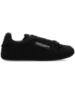 Dolce & Gabbana Fur-Textured Sneakers - Black