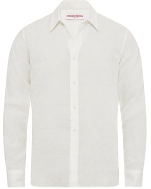 Orlebar Brown Justin Pointed-Collar Linen Shirt - White