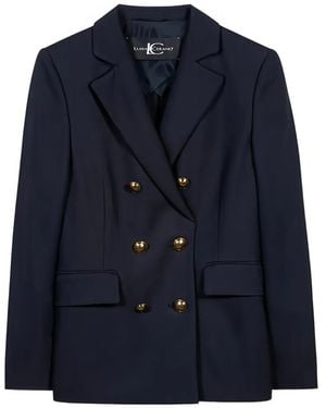 Luisa Cerano Double-Breasted Gabardine Blazer - Blue