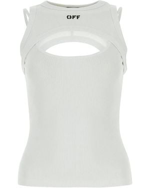 Off-White c/o Virgil Abloh Stamp Logo-print Cut-out Stretch-cotton Top - White