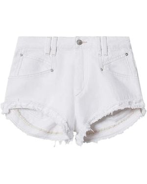 Isabel Marant Cotton Denim Mini Shorts - White