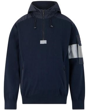 Paul & Shark Paneled Half-Zip Hoodie - Blue