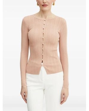 Elisabetta Franchi Ribbed Button-Front Cardigan - White