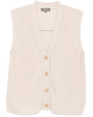 N.Peal Cashmere Vneck Vest - Natural