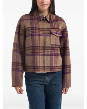 Woolrich Check-Pattern Zip-Up Jacket - Red