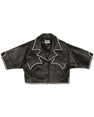 Rhude Lace-Trim Leather Shirt - Black