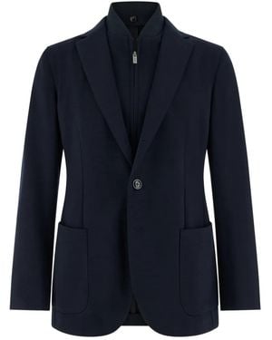 BOGGI Wool Blend Sweatshirt Jacket - Blue