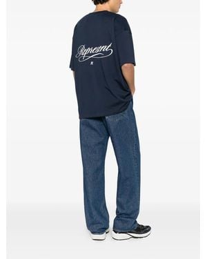 Represent Logo-Print Cotton T-Shirt - Blue