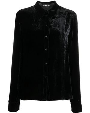 Tom Ford Crushed Silk-Velvet Shirt - Black
