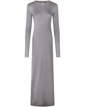 Rabanne Rhinestone-Embellished Open-Back Maxi Dress - Grey